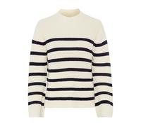 camel active Damen Damen Pullover - Langarm | Strickpulli | Baumwolle | Regular Fit Weiß-Blau, Womenswear-M