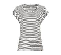 camel active Damen gestreiftes Kurzarm Reiner Baumwolle T-Shirt, Grau, XXL