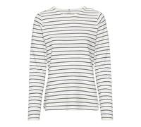 camel active Damen Gestreiftes Langarmshirt aus Reiner Baumwolle Weiß-Blau, Womenswear-XXL