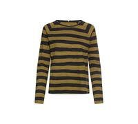 camel active Damen Gestreiftes Langarmshirt mit Raglanärmeln Oliv, Womenswear-XS