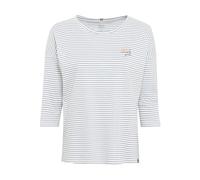 camel active Damen Gestreiftes Rundhals T-Shirt aus Organic Cotton Blau-Weiß, Womenswear-XXL