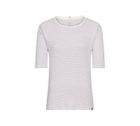 camel active Damen Gestreiftes Rundhals T-Shirt aus Reiner Baumwolle Weiß-Lila, Womenswear-XL