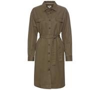 camel active Damen Hemdblusenkleid mit Stoffbindegürtel Dunkel Khaki, Womenswear-XL