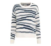 camel active Damen Intarsien Strickpullover aus Reiner Baumwolle Blau-Weiß, Womenswear-L