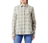 camel active Damen Karobluse im Baumwoll-Leinen-Mix Khaki, Womenswear-XS