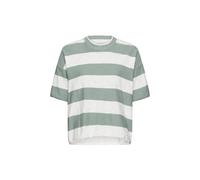 camel active Damen Kurzarmshirt aus Baumwolle | Lässiges 1/2-Arm Shirt mit Blockstreifen aus reiner Baumwolle für Freizeit und Alltag