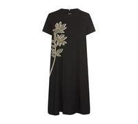 camel active Damen Kurzes T-Shirt-Kleid mit Blumenprint Schwarz, Womenswear-XL