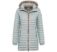 camel active Damen Lange Steppjacke mit Abnehmbarer Kapuze Blau-Grau, womenswear-34