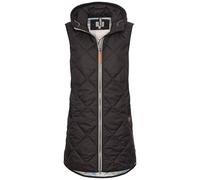 camel active Damen Lange Weste mit Kapuze aus recyceltem Polyester Schwarz, womenswear-36