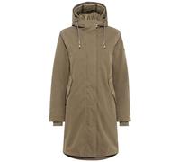 camel active Damen Langer Texxactive Mantel In Baumwolloptik COAT, Dunkelgrün, 38 EU