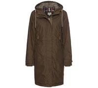 camel active Damen Mantel mit fester Kapuze Dunkel Khaki, womenswear-36