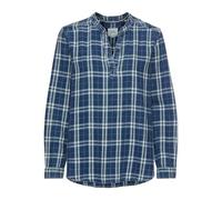 camel active Damen Schlupfbluse aus Reiner Baumwolle Karo Blau, Womenswear-XS