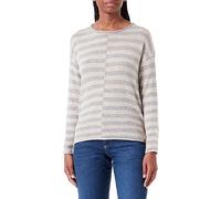 camel active Damen Strickpullover mit Streifenmuster Grau-Beige, Womenswear-L
