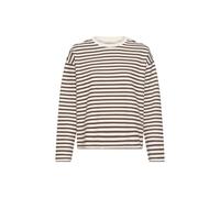 camel active Damen Sweatshirt aus einem Baumwollmix | Gestreiftes langarm Sweatshirt mit Rundhalsausschnitt im Boxy Fit