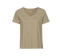 camel active Damen T-Shirt mit V-Ausschnitt aus Reiner Baumwolle Grün, Womenswear-M