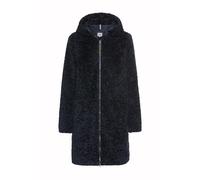 camel active Damen Teddyfell Mantel lang mit Frontzipper & Kapuze | warmer Teddymantel mit Kapuze - gefüttert und 2-Wege-Reißverschluss - seitliche Eingrifftaschen und eine Innentasche