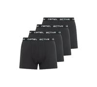 camel active Herren Boxershorts 4er Pack - Blau, Grau, Schwarz, Weiß Bequeme Baumwoll-Unterhosen - Einfarbige Shorts Schwarz menswear-M