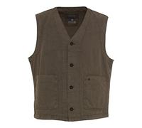 camel active Herren Casual Weste aus einem Baumwoll-Leinenmix Oliv Braun, menswear-48