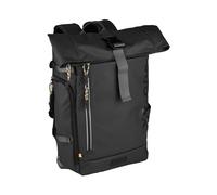 camel active Herren Explore Rolltop Rucksack aus recyceltem Nylon Schwarz, Menswear-L
