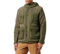 camel active Herren Gefütterte Fleecejacke mit Kapuze und Materialkontrast Dunkel Khaki, menswear-56