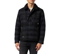 camel active Herren Karierte Übergangsjacke mit abnehmbarem Teddykragen Dunkelblau, menswear-60