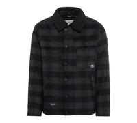 camel active Herren Karierte Übergangsjacke mit abnehmbarem Teddykragen Dunkelblau, menswear-64