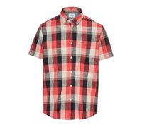 camel active Herren Kariertes Kurzarmhemd aus Reiner Baumwolle Rot, Menswear-XL