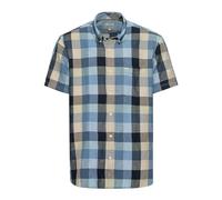 camel active Herren Karohemd aus Leinenmix Blau-Beige, Menswear-M