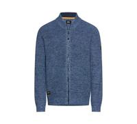 camel active Herren Kernige Strickjacke aus Baumwollgemisch | Strickjacke mit Reißverschluss und Stehkragen - strukturierte Oberfläche mit meliertem Effekt