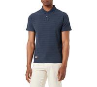 camel active Herren Kurzarm Poloshirt im tonalen Streifenmuster Dunkelblau, Menswear-M