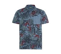 camel active Herren Kurzarm Poloshirt mit Allover-Print Dunkelblau, Menswear-L