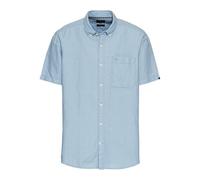 camel active Herren Kurzarmhemd aus einem Baumwoll-Leinenmix Hellblau, Menswear-L