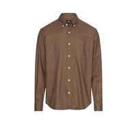 camel active Herren Langarm Hemd aus Leinen-Baumwoll-Mix Schlammbraun, Menswear-XXL