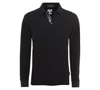 camel active, Herren Langarm Polohemd Poloshirt Pique Leicht Angerauht Black L