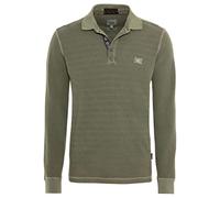 camel active Herren Langarm Polohemd Poloshirt Pique Leicht Angerauht Khaki