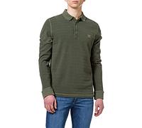 camel active Herren Langarm Polohemd Poloshirt Pique Leicht Angerauht Olive