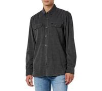 camel active Herren Langarmhemd aus gebrochenem Kord Schwarz, menswear-5XL