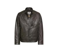 camel active Herren Leder Bikerjacke mit Stehkragen Grün, menswear-50