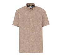 camel active Herren Meliertes Kurzarmhemd aus Reiner Baumwolle Braun, menswear-3XL