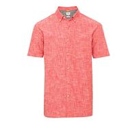 camel active Herren Meliertes Kurzarmhemd aus Reiner Baumwolle Rot, Menswear-S