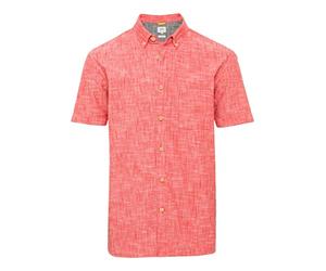 camel active Herren Meliertes Kurzarmhemd aus Reiner Baumwolle Rot, Menswear-S