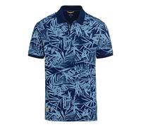 camel active Herren Piqué Poloshirt mit Allover Print Blau, Menswear-M