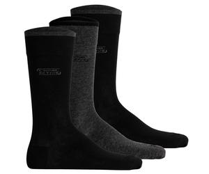 camel active Herren Socken, 3er Pack - Box, Basic Socken, Bio-Baumwolle Schwarz/Grau 43-46