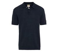 camel active Herren Strick-Poloshirt im Baumwoll-Leinen-Mix Dunkelblau, Menswear-XL