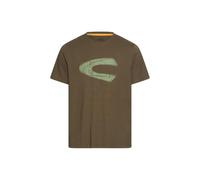Kurzarmshirt CAMEL ACTIVE, Herren, Gr. L, braun (schwarz olive), Jersey, Obermaterial: 100% Baumwolle, bedruckt, regular fit hüftbedeckend, Rundhals, abgesteppte Kante, Shirts, Sommershirt mit Logopri