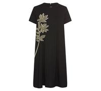 camel active Damen Kurzes T-Shirt-Kleid mit Blumenprint Schwarz, Womenswear-XL