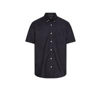 Kurzarmhemd CAMEL ACTIVE, Herren, Gr. 3XL, N-Gr, schwarz (schwarz navy), Web, Obermaterial: 52% Leinen, 46% Baumwolle, 2% Elasthan, unifarben, regular fit normal, gerader Abschluss, Hemden, mit Brust 
