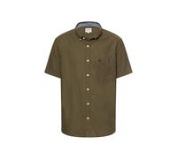 Kurzarmhemd CAMEL ACTIVE, Herren, Gr. M, N-Gr, deep olive, Web, Obermaterial: 100% Baumwolle, meliert, normal hüftbedeckend, Rundhals, Hemden Kurzarmhemd, mit Button-Down-Kragen (93884549-M)