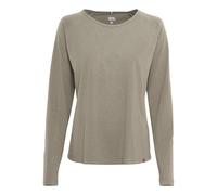 camel active Damen Basic Langarm T-Shirt mit Rundhalsausschnitt aus reiner Baumwolle Khaki womenswear-XS