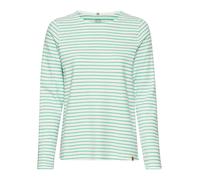 camel active Damen Langarmshirt mit Rundhalsausschnitt Grün-Weiß, Womenswear-M